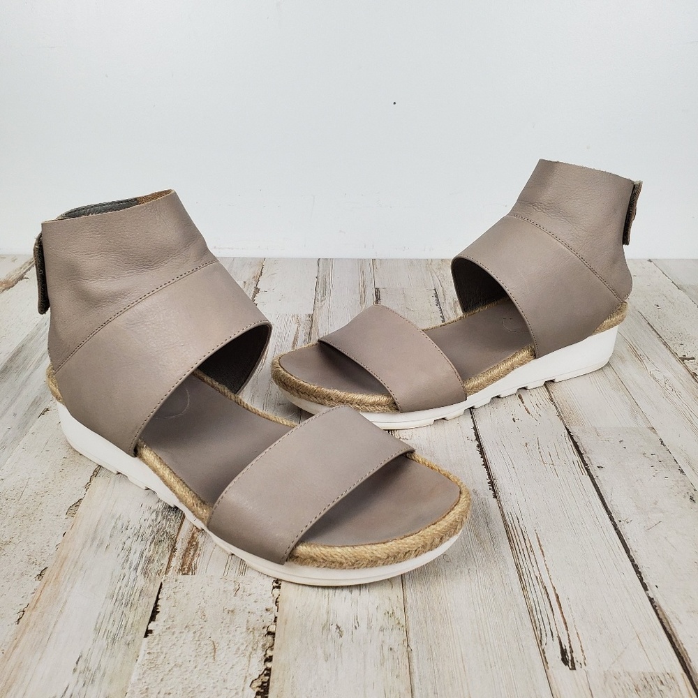 EUC Eileen Fisher GLAD Leather Platform Sandals